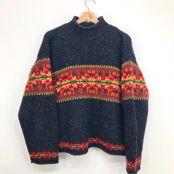 Abercrombie & Fitch Sweaters - Abercrombie & Fitch Gray Earth tone Red 100% Wool Mock Neck Pullover Sweater